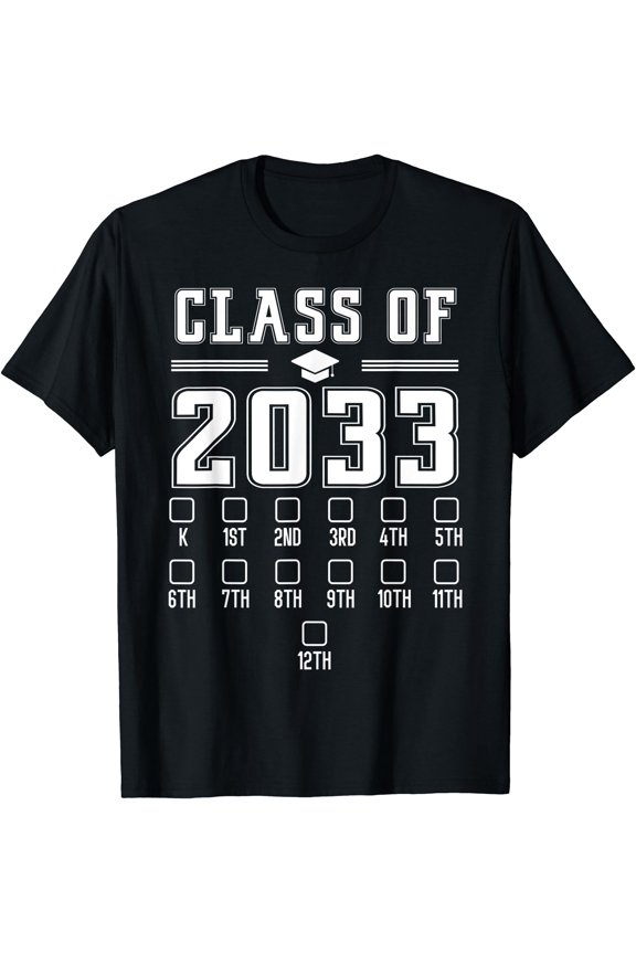 Class of 2033 Grow With Me First Day of School Check Mark T-Shirt