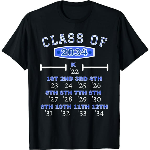 Class of 2034 Starting kindergarten Starting school K-12th T-Shirt Black Small