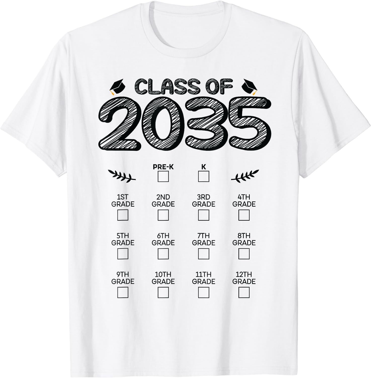 Class of 2035 Graduation First Day of School Grow With Me T-Shirt White ...