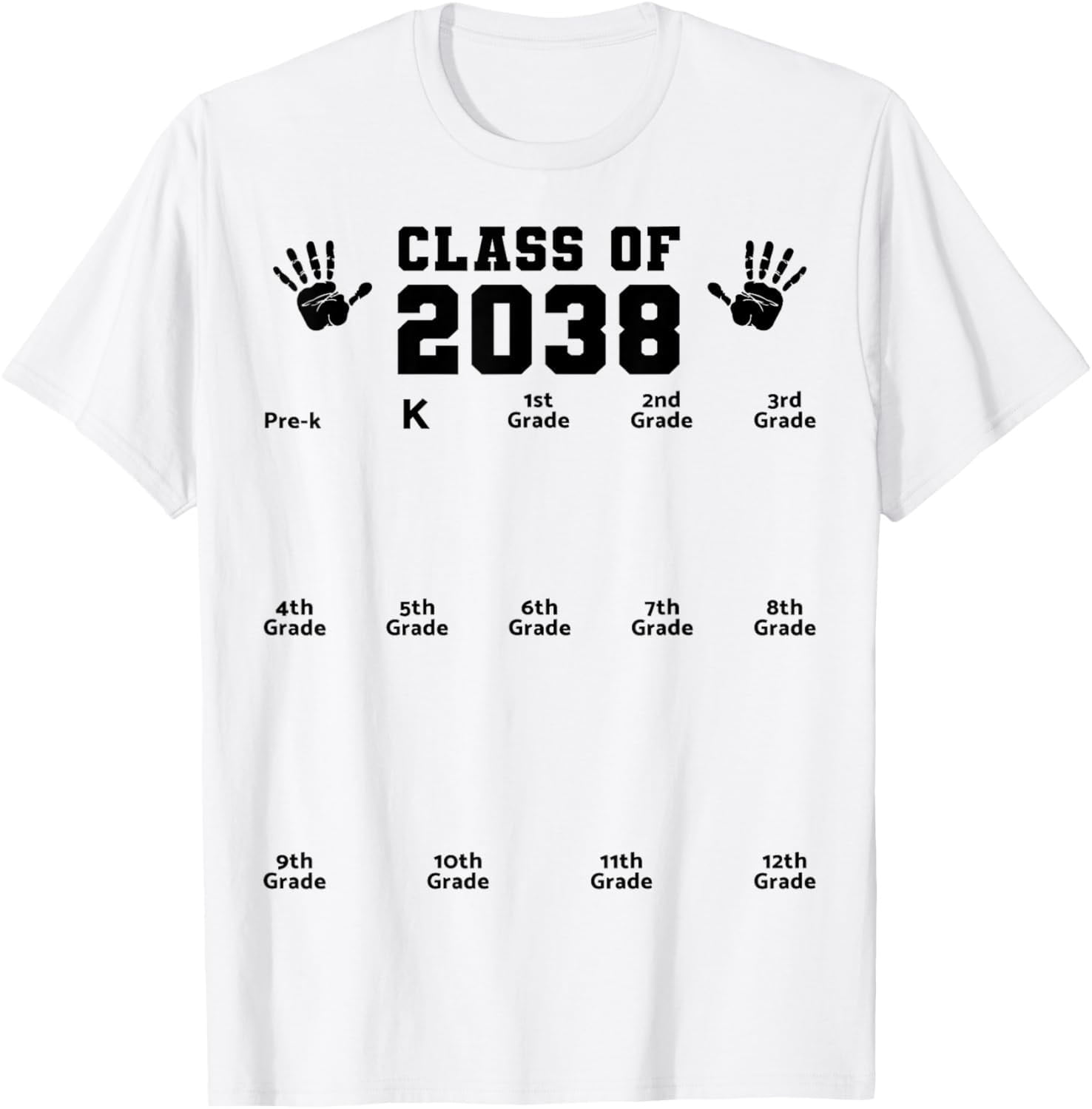 Class of 2038 Handprint Shirt Grow With Me Pre-k Graduation T-Shirt ...