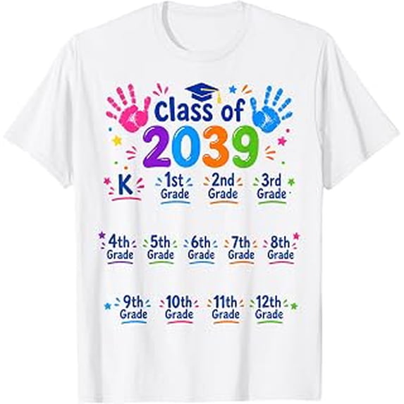 Class of 2039 Grow with Me Graduation Year T-Shirt