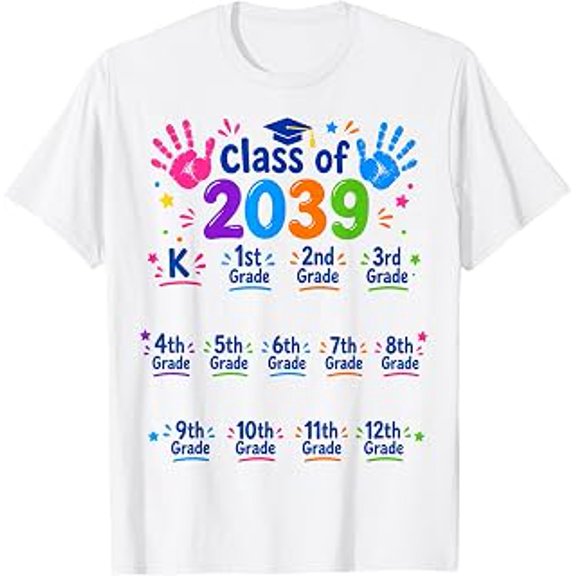 Class of 2039 Grow with Me Graduation Year T-Shirt