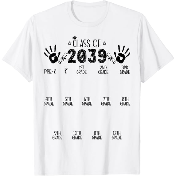 Class of 2039 Grow with Me Handprint T Shirt All Size S-5XL