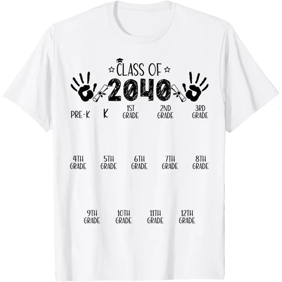 Class of 2040 Grow with Me Handprint T Shirt All Size S-5XL