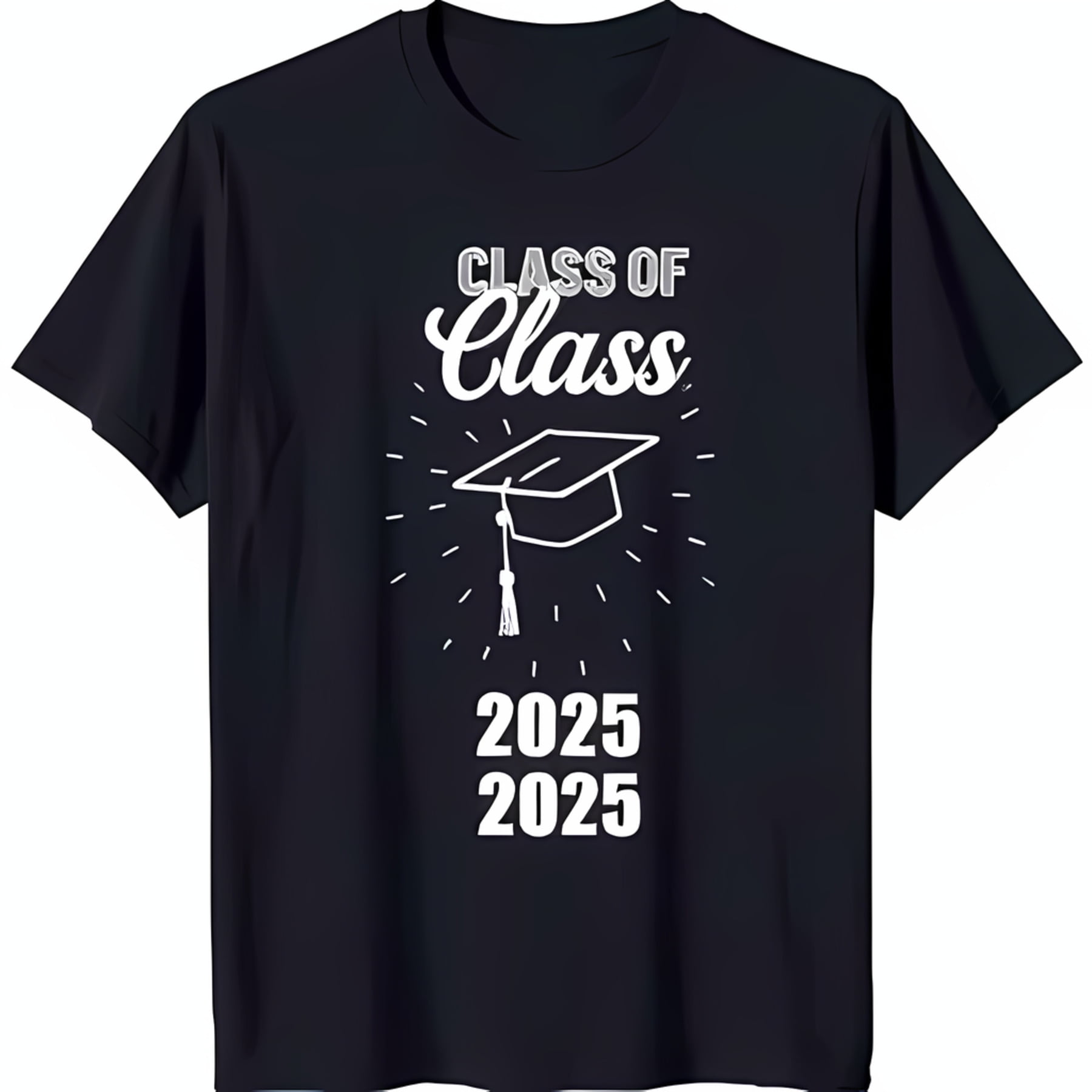 Class of Class Black TShirt with Graduation & 2025 Design for Graduates