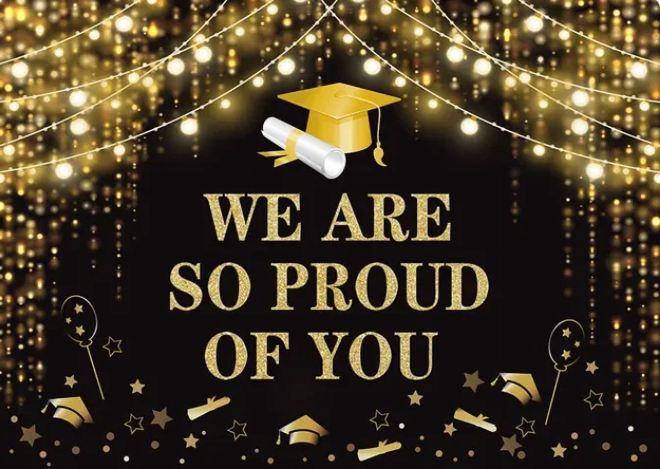 Class of Graduation Backdrop Black and Gold Glitter Balloons Custom ...