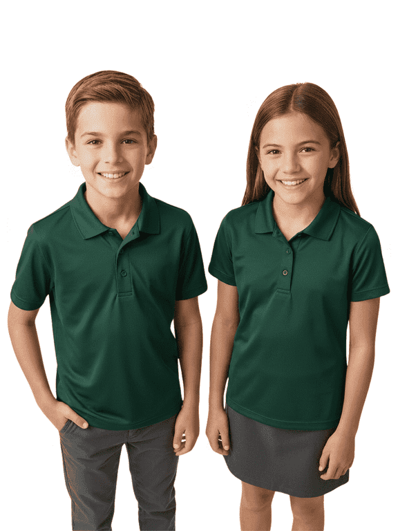 Unisex Performance School Polo Shirt, 2-Pack, Hunter Green, Youth XL