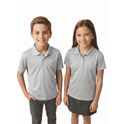 ClassExceed Unisex Performance School Polo Shirt, 2-Pack, Light Grey, Youth XS