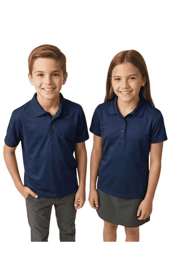 Boys & Girls School Uniform Polo Shirt, 2-Pack Short Sleeve Navy Dri-Fit Performance Polos, 7–8 year, Youth Small, ClassExceed