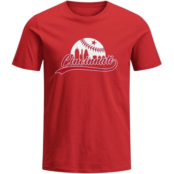 Classcial City Men''s Apparel for Baseball Fans Short Sleeve Shirt Cityscape Skyline T-Shirt for Men