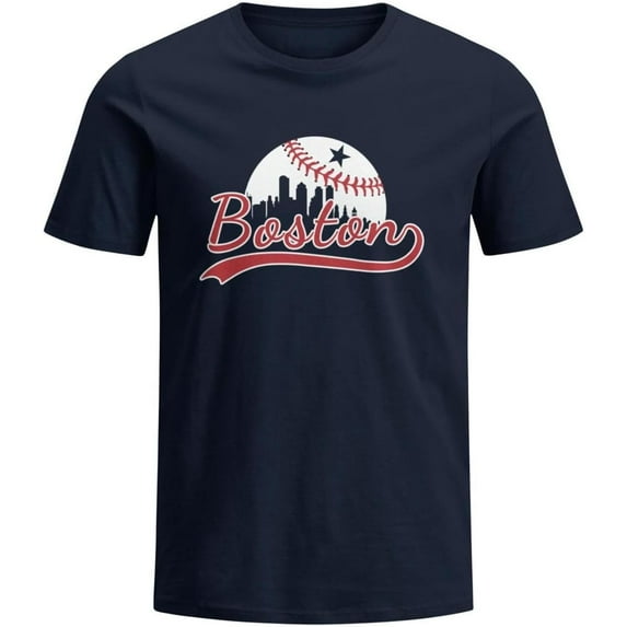 Classcial City Men''s Apparel for Baseball Fans Short Sleeve Shirt Cityscape Skyline T-Shirt for Men