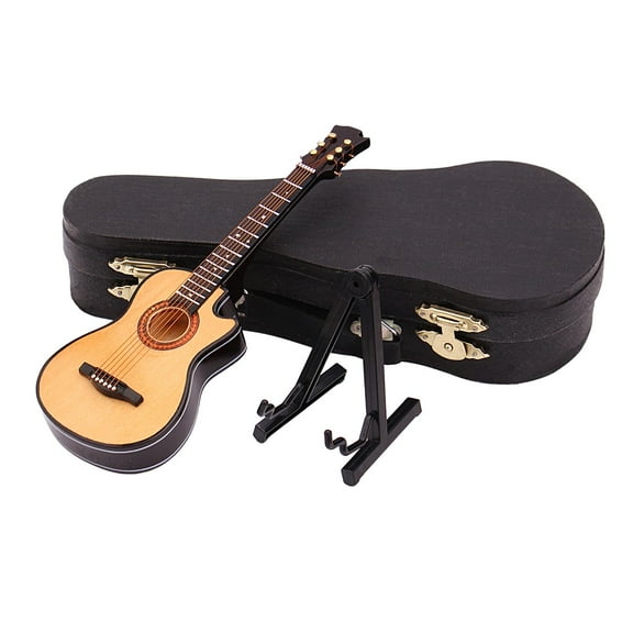 Classcial Guitar with Stand And Case kids children toy for Desktop Accessories - Wood color B, 8cm