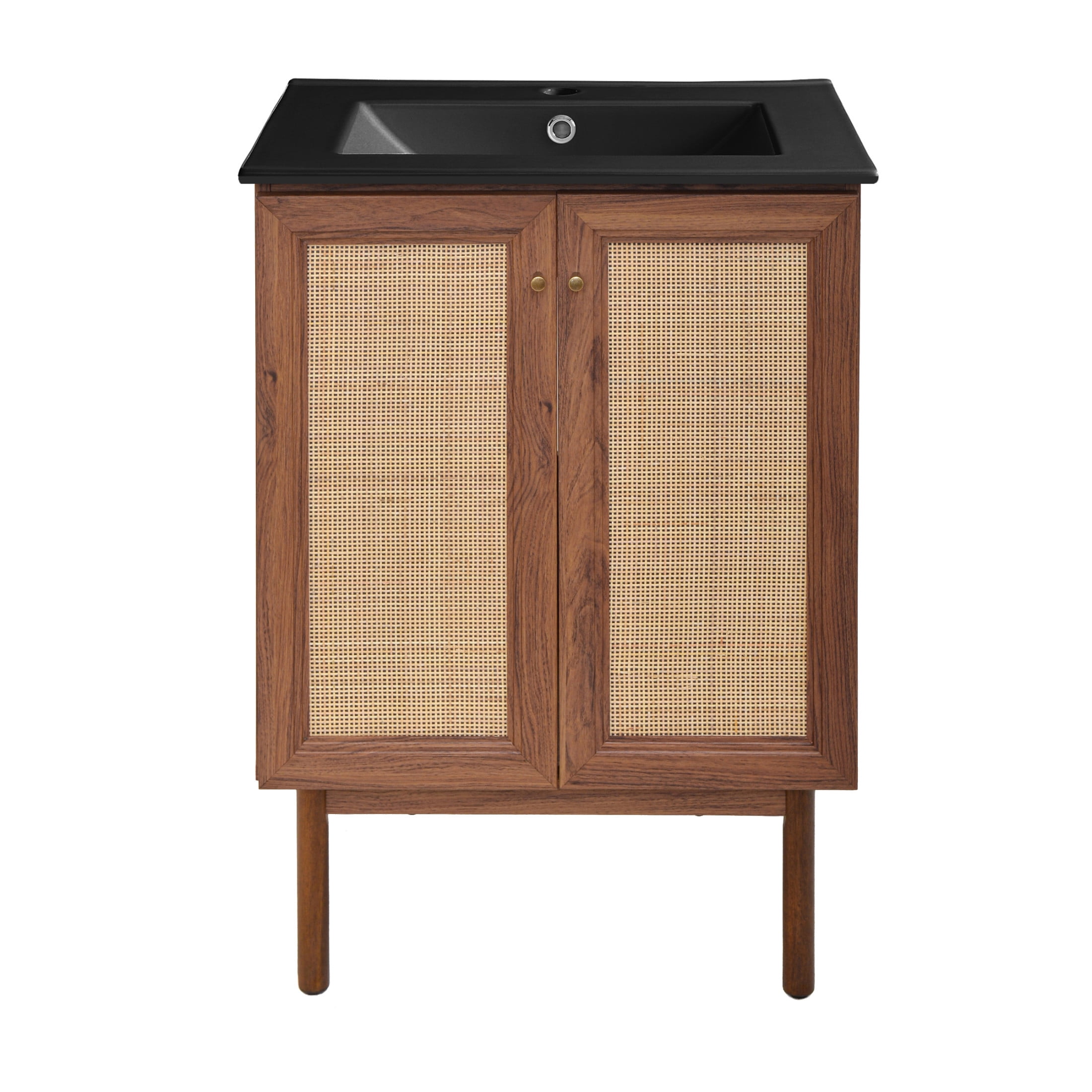 Classe 24" Freestanding Bathroom Vanity in Brown Oak with Black Sink Top