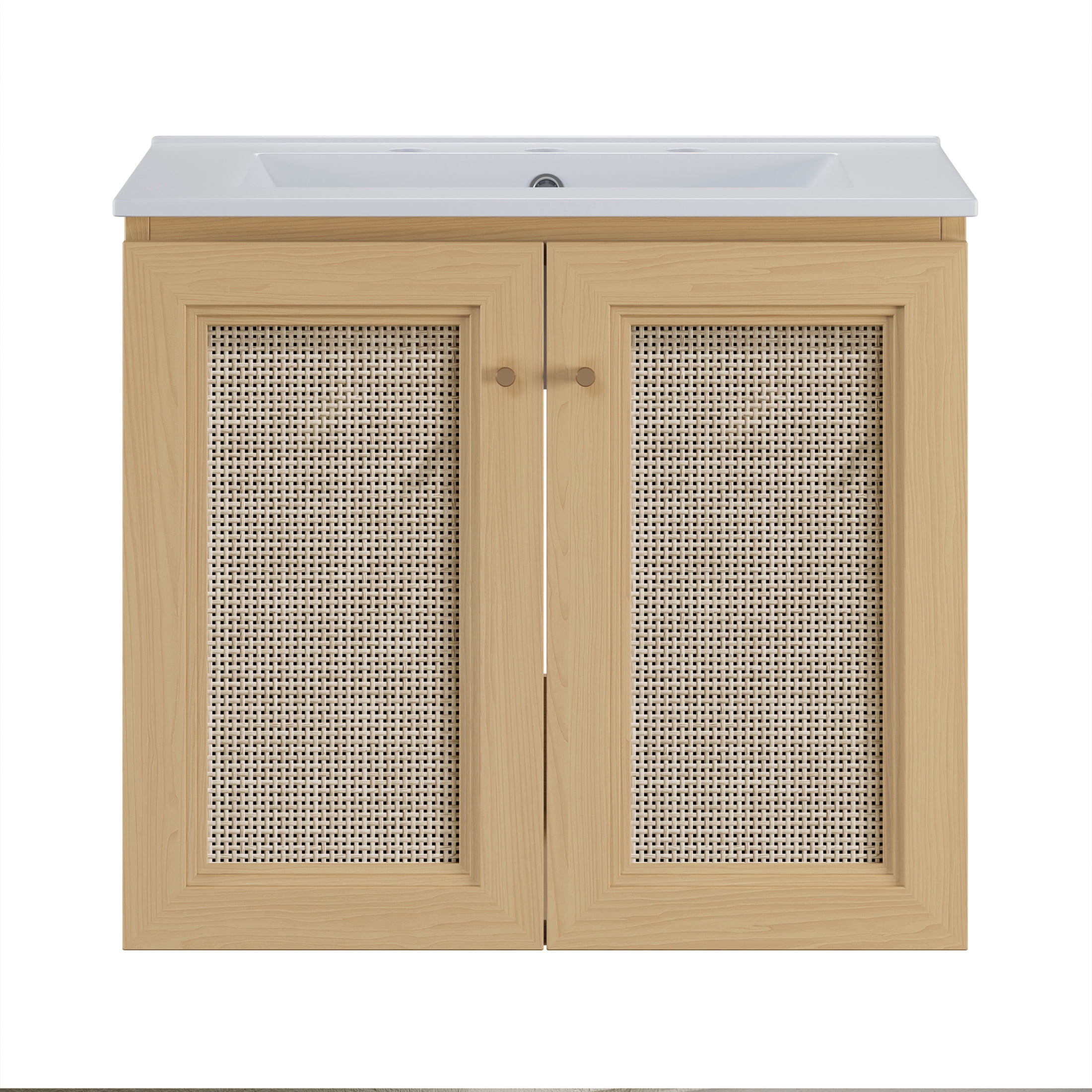 Classe 24" Wall-Mounted Bathroom Vanity in Natural Oak with Widespread Faucet Holes Vanity Top