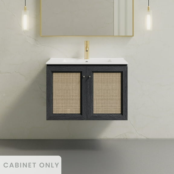 Classe 30" Wall-Mounted Bathroom Vanity in Black Oak without Sink Top