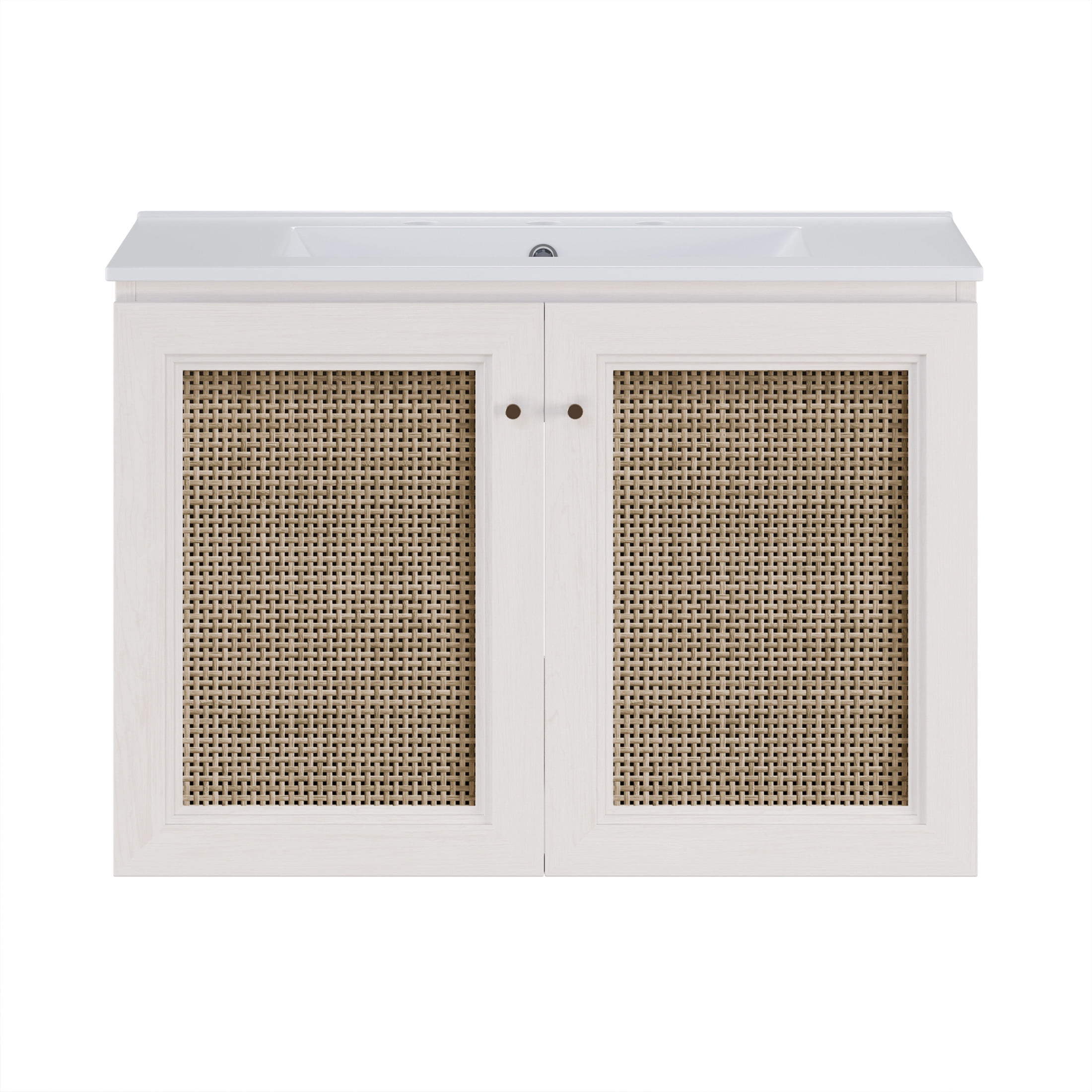 Classe 30" Wall-Mounted Bathroom Vanity in White Oak with Widespread Faucet Holes Vanity Top