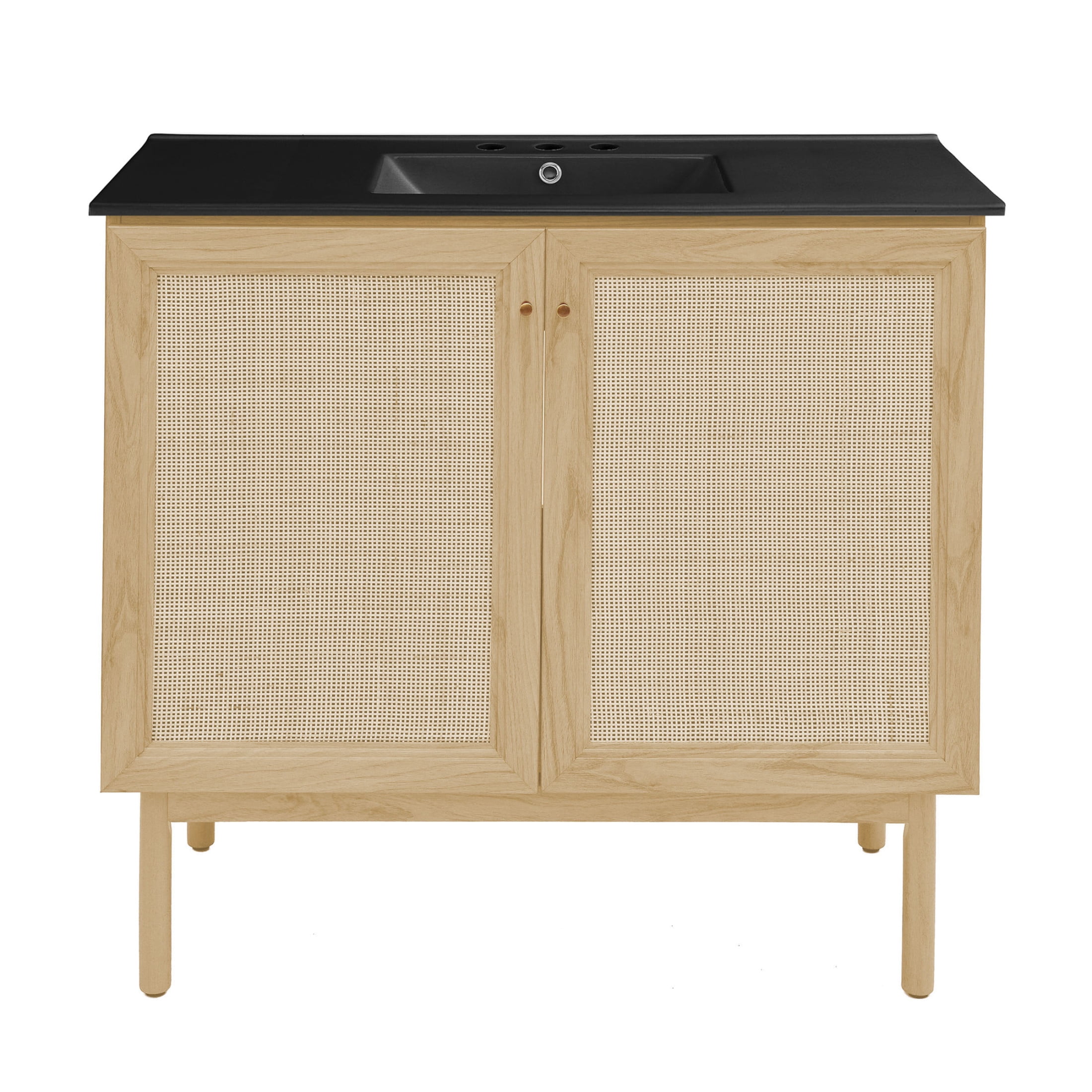 Classe 36" Freestanding Bathroom Vanity in Natural Oak with Black 3-Hole Widespread Sink Top