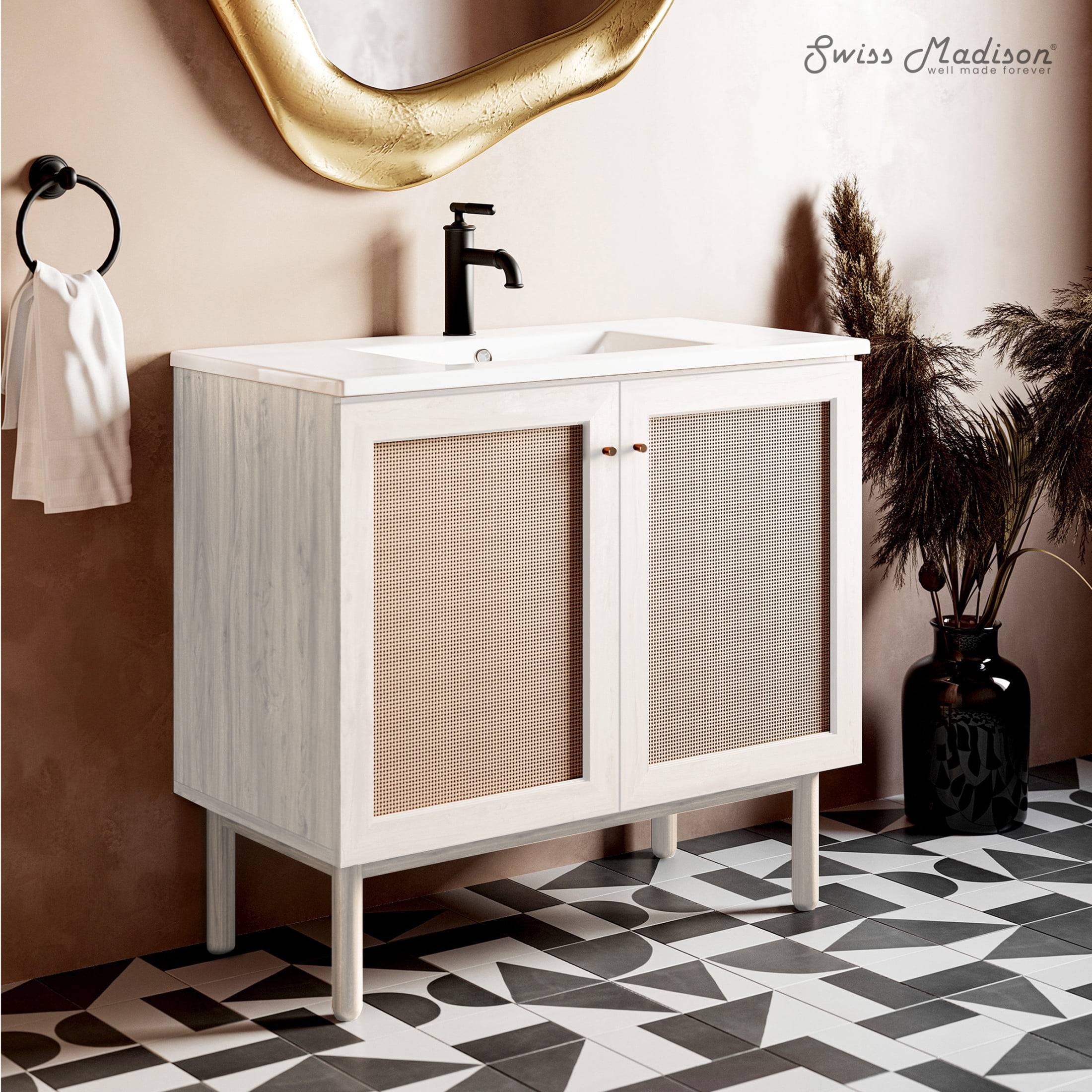 Classe 36" Freestanding Bathroom Vanity in White Oak with Sink Top