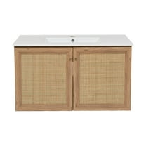 Classe 36" Wall-Mounted Bathroom Vanity in Oak