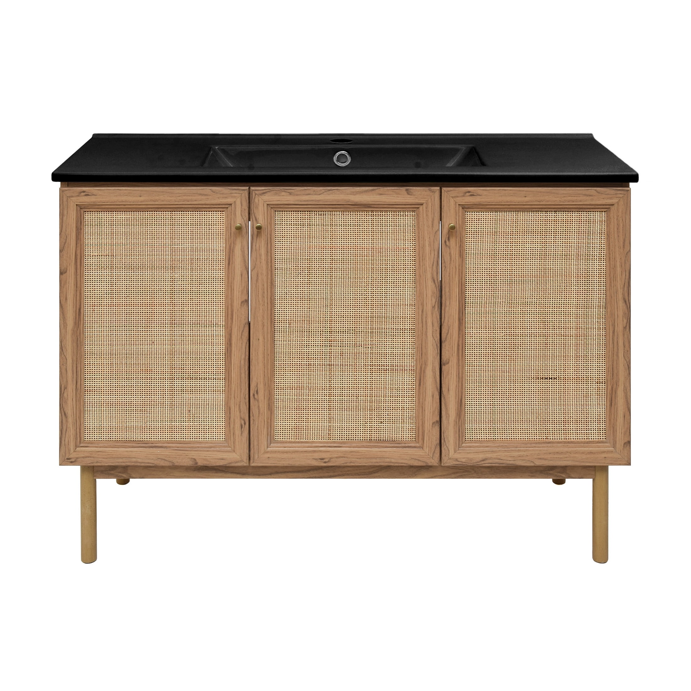 Classe 48" Freestanding Bathroom Vanity in Golden Oak with Black Sink Top