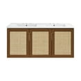 thumbnail image 1 of Classe 48" Wall-Mounted Bathroom Vanity in Brown Oak with 3-Hole Widespread Double Basin Sink Top, 1 of 5