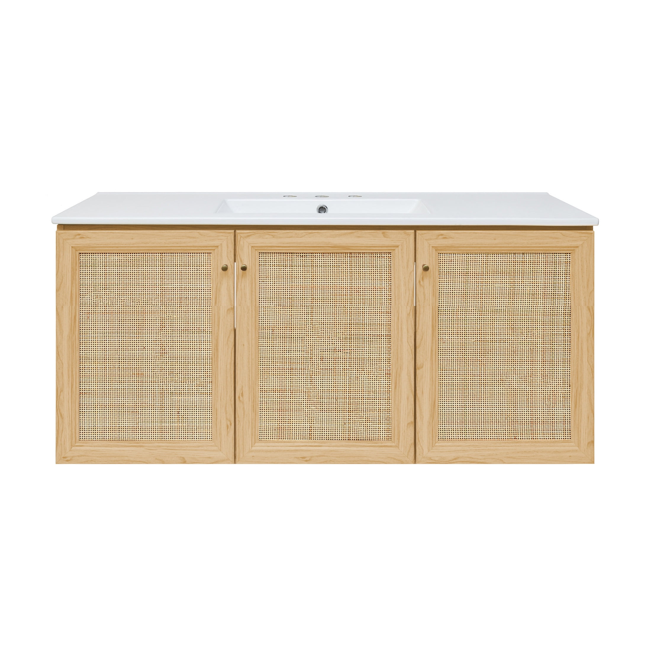 Classe 48" Wall-Mounted Bathroom Vanity in Natural Oak with 3-Hole Widespread Sink Top