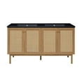 thumbnail image 1 of Classe 60" Freestanding Bathroom Vanity in Golden Oak with Black Double Basin Sink Top, 1 of 12