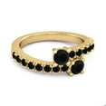 thumbnail image 1 of Classic 0.52 Cts Black Spinel 925 Sterling Silver Gold Vermeil Split Shank Bridal Women Mother's Day Gift Ring, 1 of 3