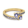 thumbnail image 1 of Classic 0.52 Cts Tanzanite 925 Sterling Silver Gold Vermeil Split Shank Bridal Women Mother's Day Gift Ring, 1 of 3