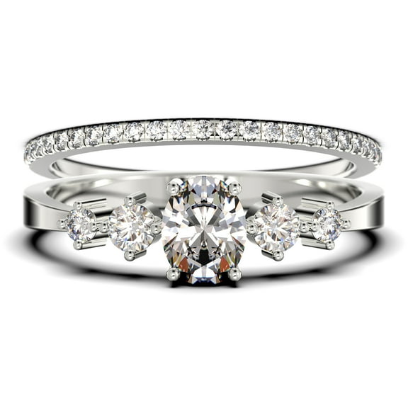 Classic 1.15 Carat Oval Cut Diamond Moissanite Engagement Ring, Wedding Ring in 925 Sterling Silver With 18k White Gold Plating, Gift, Promise Ring, Bridal Rings Set