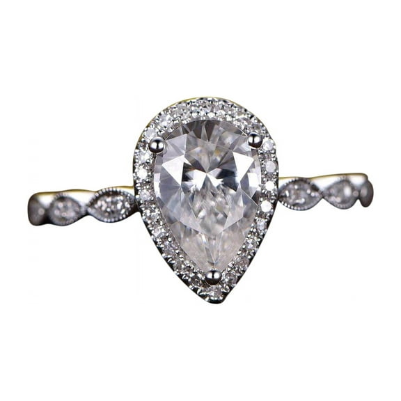 Classic 1.25 Carat Moissanite and Diamond Engagement Ring in White Gold