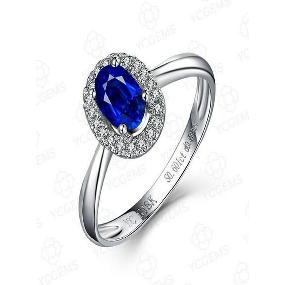 Classic 1.25 Carat Sapphire and Diamond Halo Engagement Ring in 14k White Gold affordable Sapphire and diamond engagement ring
