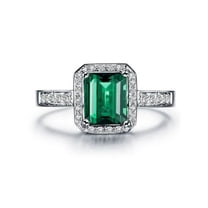 Classic 1.50 Carat Emerald and Diamond Engagement Ring in 14k White Gold emerald and diamond engagement ring