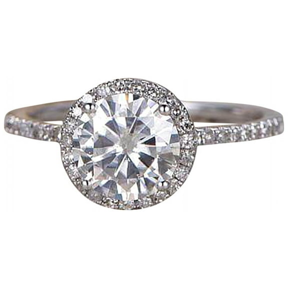 Classic 1.50 Carat Moissanite and Diamond Engagement Ring in White Gold