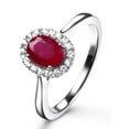 thumbnail image 1 of Classic 1.50 Carat Red Ruby 8X6mm Oval Cut And Moissanite Diamond Halo Engagement Ring In 10K White Gold For Women, Promise Ring, Anniversary Gift, 1 of 4