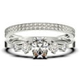 thumbnail image 1 of Classic 1.65 Carat Oval Cut Diamond Moissanite Engagement Ring, Fairy And Dainty Ring, Wedding Ring in 925 Sterling Silver With 18k White Gold Plating, Gift, Promise Ring, Trio Rings, 1 of 4