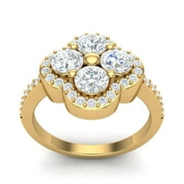 Classic 1.80ct EF/VVS1 Moissanite 4 Stone Wedding Ring, Platinum Over 925 Sterling Silver Gold Vermeil