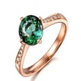 thumbnail image 1 of Classic 1 Carat Green Emerald and Diamond Rose Gold Engagement Ring for Women, 1 of 4