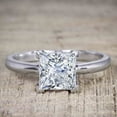 thumbnail image 1 of Classic 1 Carat Princess Cut Diamond Moissanite Solitaire Engagement Ring With 18K White Gold Plating, 1 of 2