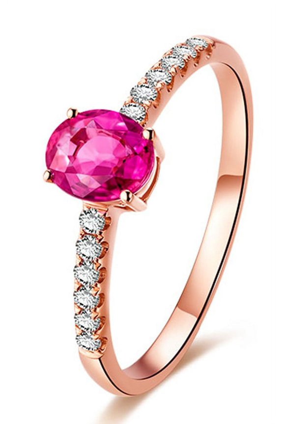 Classic 1 Carat Ruby and Diamond Engagement Ring in Rose Gold