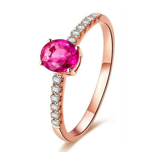 Classic 1 Carat Ruby and Diamond Engagement Ring in Rose Gold