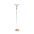 thumbnail image 1 of Classic 1 Light Torchiere Floor Lamp with Marbleized Glass Shade, Rose Gold, 1 of 1