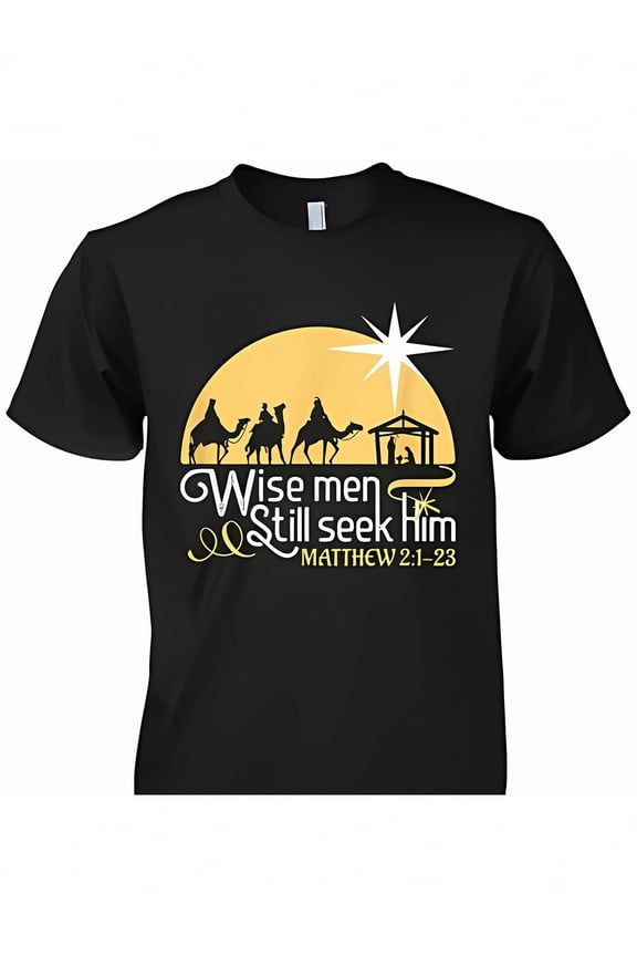 Classic 100 Soft Unisex Casual T-Shirt | Wise Men Still Seek Him Graphic, Breathable Lightweight, Crew Neck, Regular Fit, Perfect for All Seasons, Ideal for Casual Wear