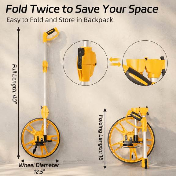Classic 12 Inch Digital Rolling Measuring Wheel With Tape Measure and Carrying Bag