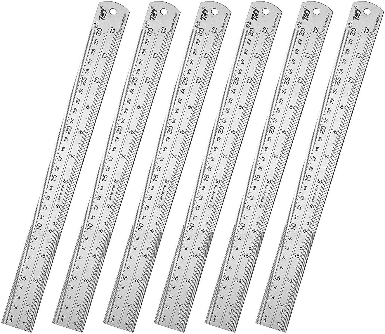 Classic 12 Inch Stainless Steel Ruler t of 6, Heavy Duty, Straight Ed ...
