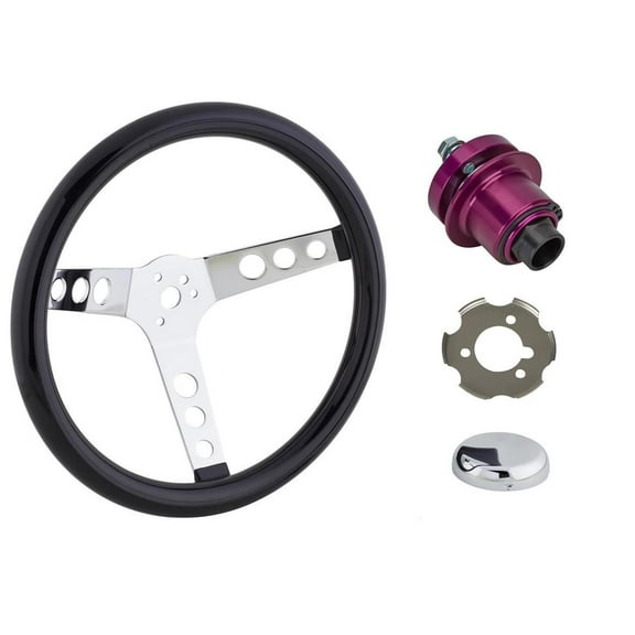 Classic 13 Inch Black Steering Wheel & Aluminum Quick Release Hub