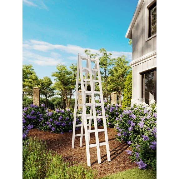 Vita Classic 14" L x 68" H Ladder Garden Trellis, Vinyl, White, VA68167