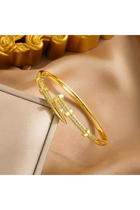 Classic 14K White Gold Zircon Open Bangle for Women Fashion Handmade For Stud Bracelet Daily Jewelry Accessories As Gifts