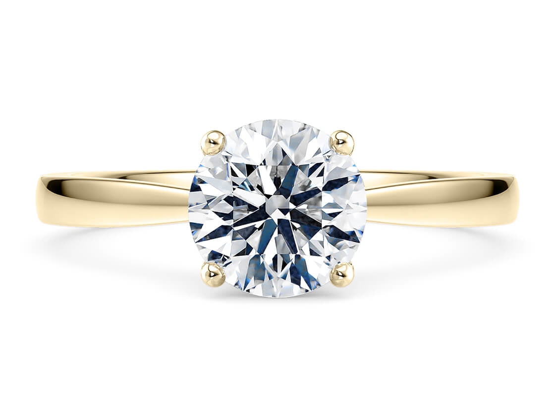 Classic 14K Yellow Gold Plated Round Cut Moissanite Minimalist Solitaire Engagement Ring for Women