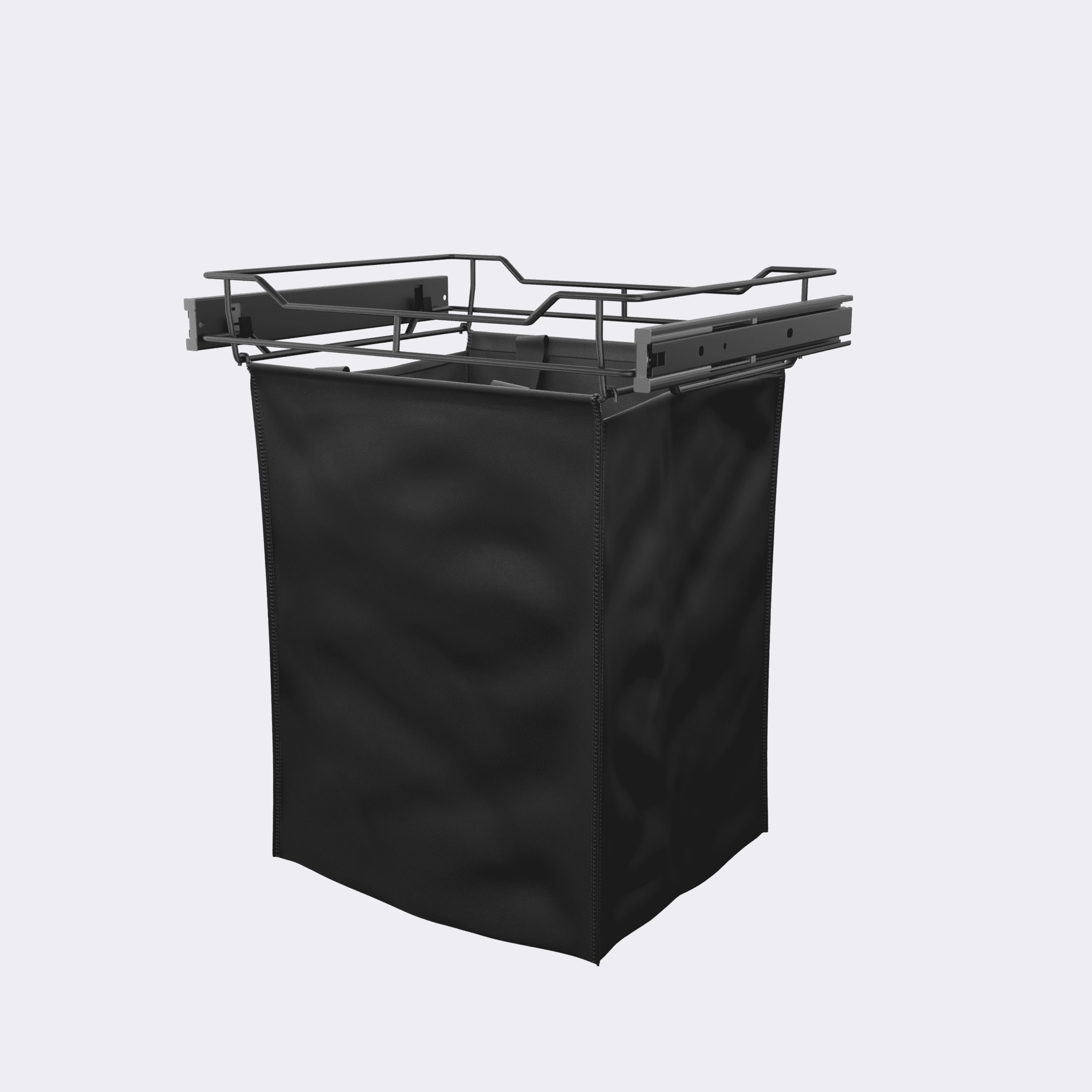 Classic 16.5" Full Extension Pullout Laundry Hamper for Closet in Matte Black with Removable Bag on Full-Extension Pullout Sliders